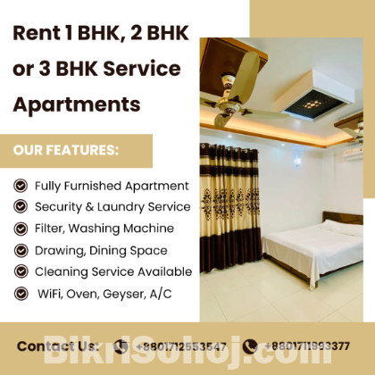Furnished 1/2/3/4 Bedroom Apartment Rent in Bashundhara R/A
